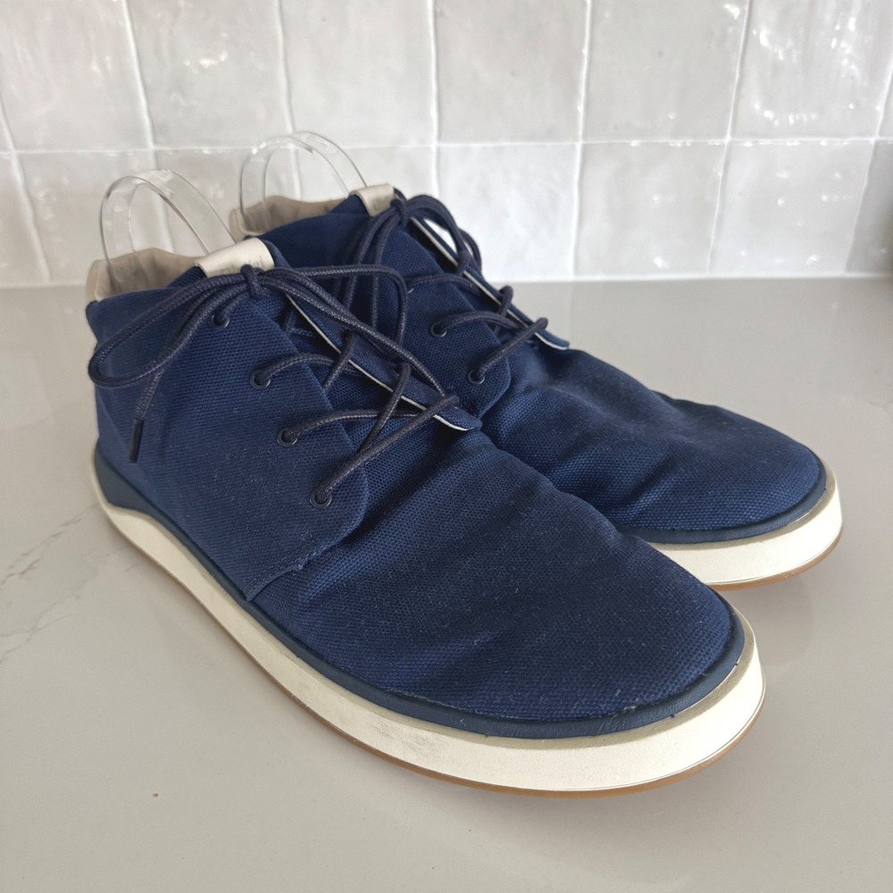 OluKai Papaku Chukka Boots Men 12 Navy‎ Blue Canvas Lace Up Mid Top Sneakers